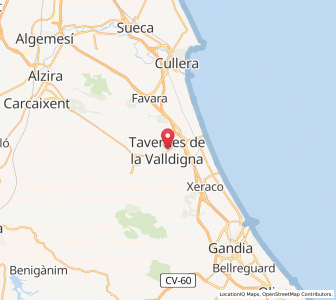 Map of Tavernes de la Valldigna, Valencia