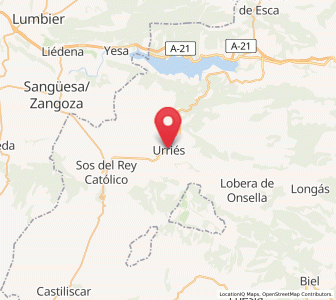 Map of Urriés, Aragon