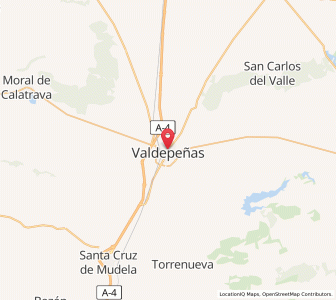 Map of Valdepeñas, Castille-La Mancha
