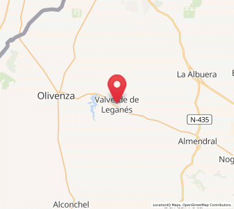 Map of Valverde de Leganés, Extremadura