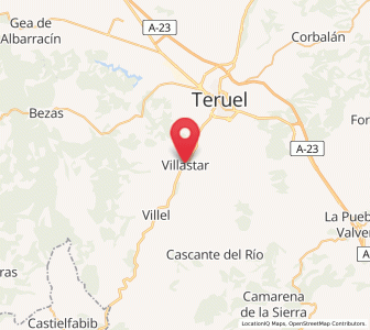 Map of Villastar, Aragon