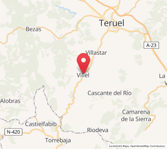 Map of Villel, Aragon