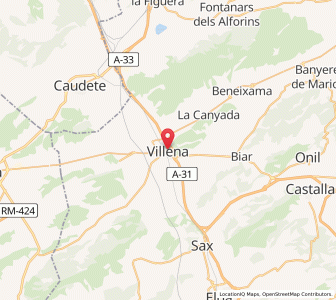 Map of Villena, Valencia
