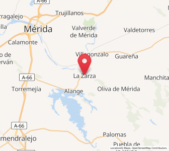 Map of Zarza de Alange, Extremadura