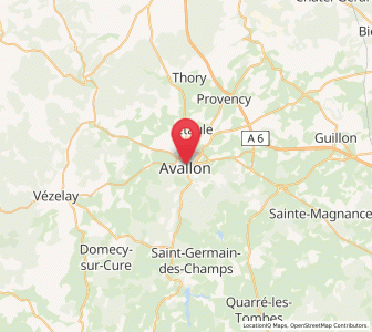 Map of Avallon, Bourgogne-Franche-Comté