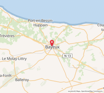 Map of Bayeux, Normandy