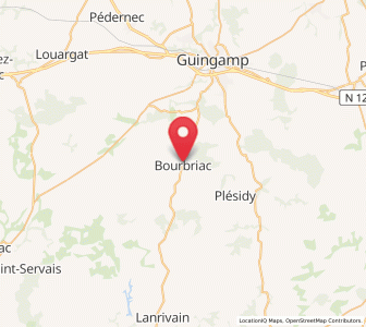 Map of Bourbriac, Brittany