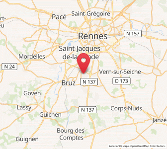 Map of Chartres-de-Bretagne, Brittany
