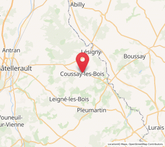 Map of Coussay-les-Bois, Nouvelle-Aquitaine