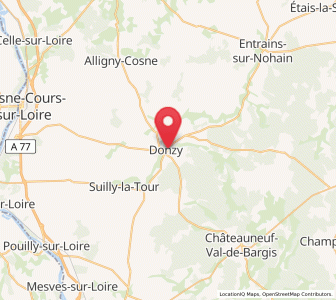 Map of Donzy, Bourgogne-Franche-Comté