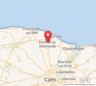 Map of Douvres-la-Délivrande, Normandy