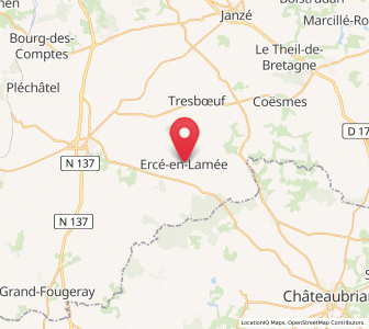 Map of Ercé-en-Lamée, Brittany