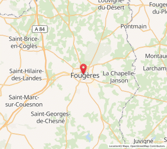 Map of Fougères, Brittany