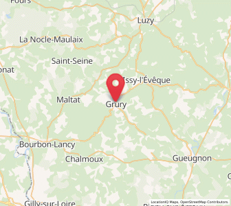 Map of Grury, Bourgogne-Franche-Comté