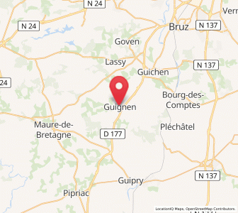 Map of Guignen, Brittany