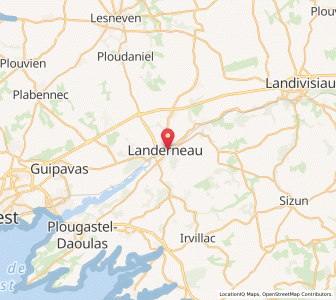 Map of Landerneau, Brittany
