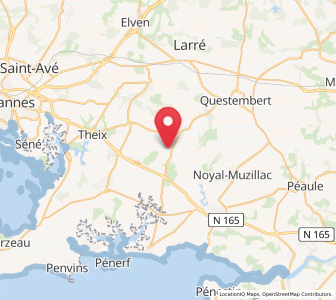 Map of Lauzach, Brittany