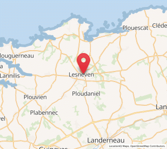 Map of Lesneven, Brittany