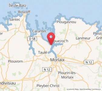 Map of Locquénolé, Brittany