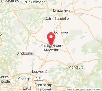 Map of Martigné-sur-Mayenne, Pays de la Loire