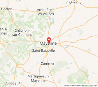 Map of Mayenne, Pays de la Loire