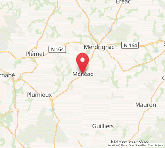 Map of Ménéac, Brittany