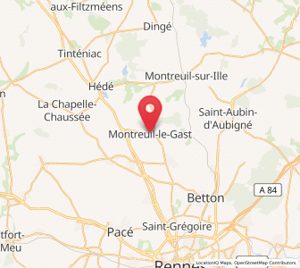 Map of Montreuil-le-Gast, Brittany