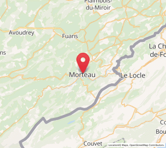 Map of Morteau, Bourgogne-Franche-Comté