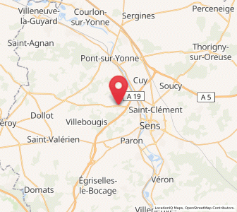 Map of Nailly, Bourgogne-Franche-Comté