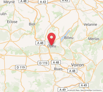 Map of Oyeu, Auvergne-Rhône-Alpes
