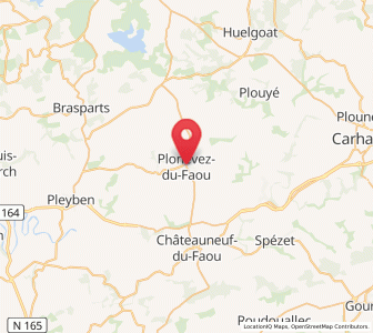 Map of Plonévez-du-Faou, Brittany