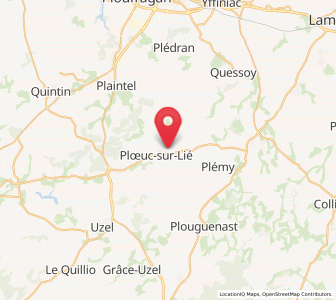 Map of Plœuc-sur-Lié, Brittany