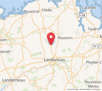 Map of Plougourvest, Brittany