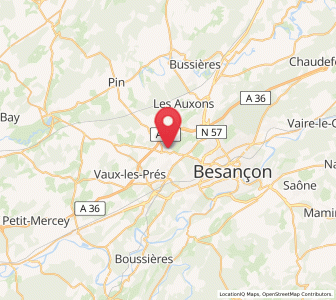 Map of Pouilley-les-Vignes, Bourgogne-Franche-Comté