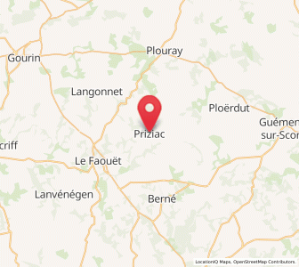 Map of Priziac ( Priziac ), Brittany