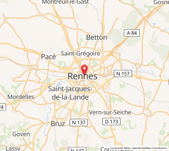 Map of Rennes, Brittany