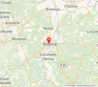 Map of Roanne, Auvergne-Rhône-Alpes