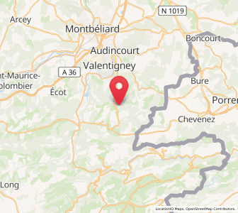 Map of Roches-lès-Blamont, Bourgogne-Franche-Comté