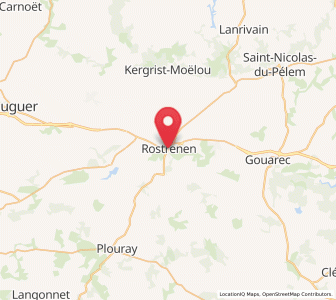 Map of Rostrenen, Brittany