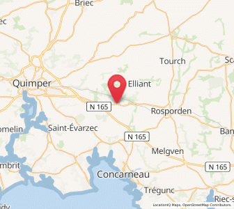 Map of Saint-Yvi, Brittany