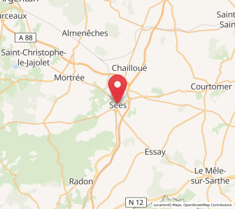 Map of Sées, Normandy