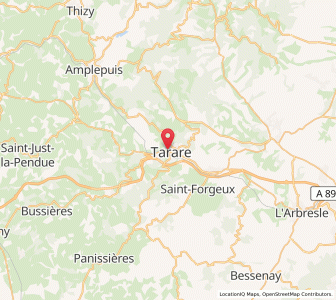 Map of Tarare, Auvergne-Rhône-Alpes