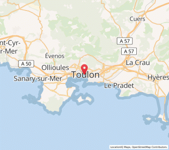 Map of Toulon, Provence-Alpes-Côte d'Azur