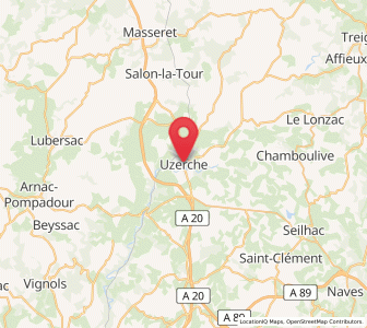 Map of Uzerche, Nouvelle-Aquitaine