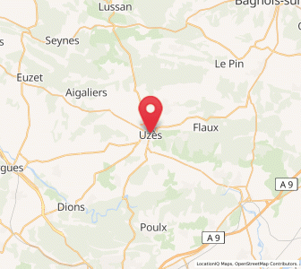 Map of Uzès, Occitanie