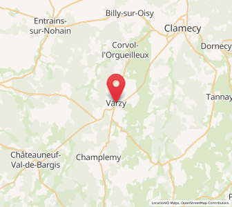 Map of Varzy, Bourgogne-Franche-Comté