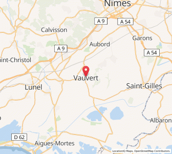 Map of Vauvert, Occitanie