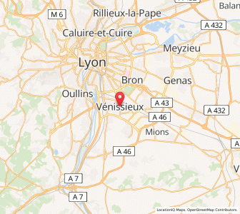 Map of Vénissieux, Auvergne-Rhône-Alpes