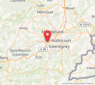 Map of Voujeaucourt, Bourgogne-Franche-Comté