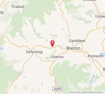 Map of Aber-Bran, WalesWales